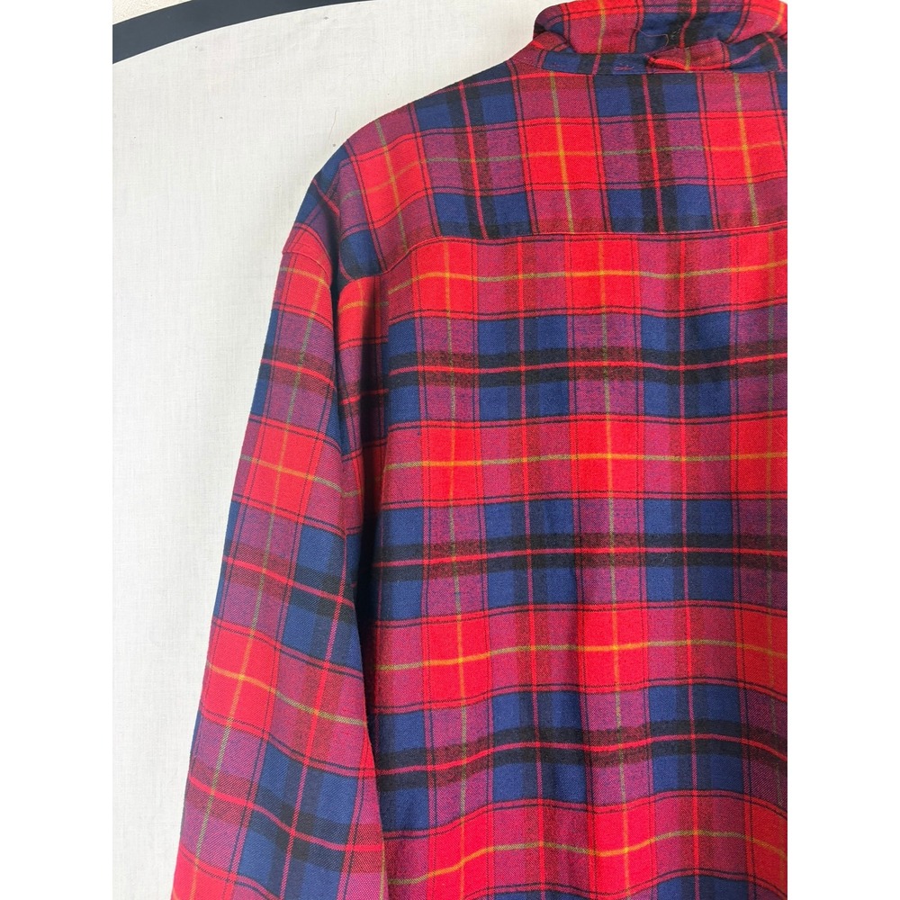 Himalaya Mens 2X Big Plaid Flannel Shirt Red Navy Long Sleeve Acrylic Button - Picture 3 of 7